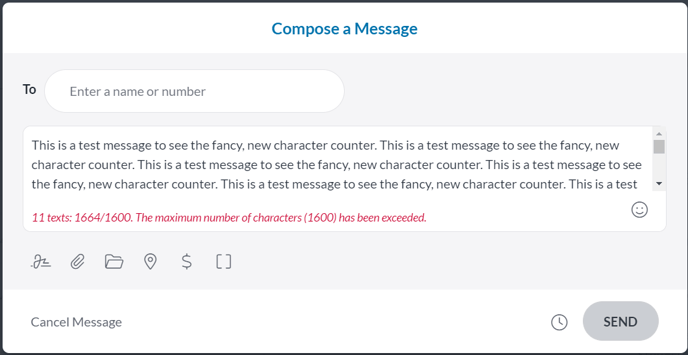 Character Counter Over Message