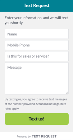 Text Request SMS Chat Widget