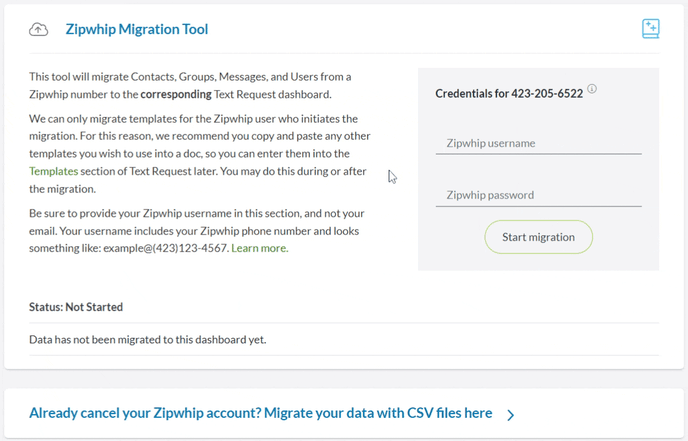 Zipwhip CSV